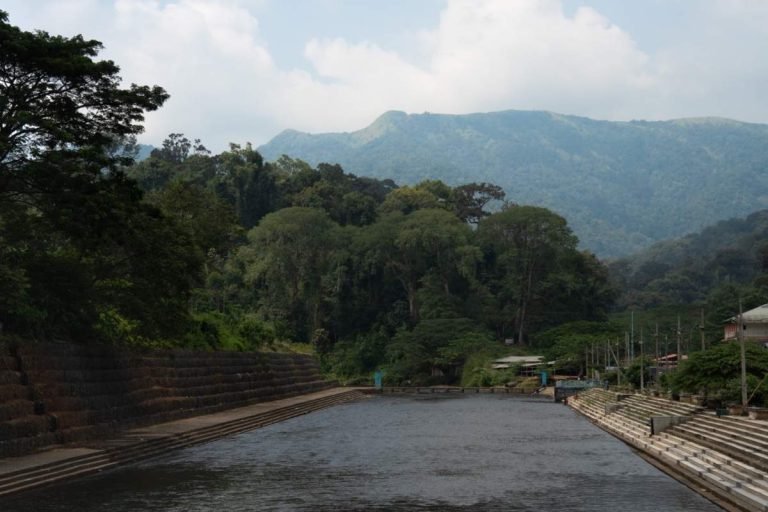 natural path a river with background hills