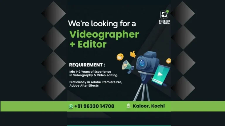 English Mithra hiring videographer and video editor in Kochi