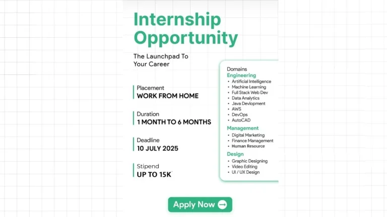 Work from home internship opportunity 2025 – Apply now