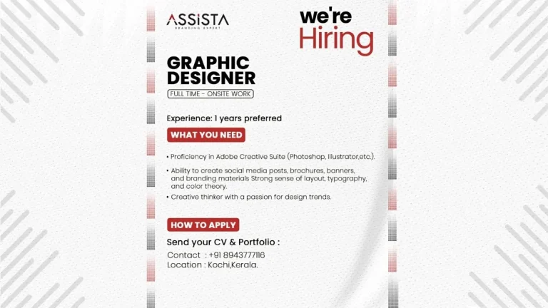 Assista Branding Expert hiring a graphic designer in Kochi, Kerala