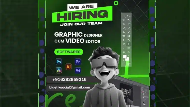 Bluetik Social Hiring – Graphic Designer cum Video Editor Job