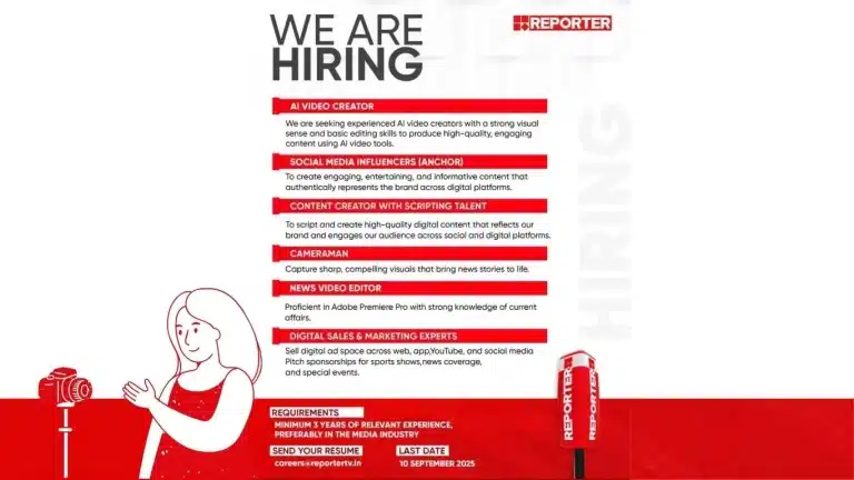 Reporter TV Hiring for Media & Journalism Roles