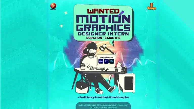 Saina Infotainments Hiring – Motion Graphics Designer Intern