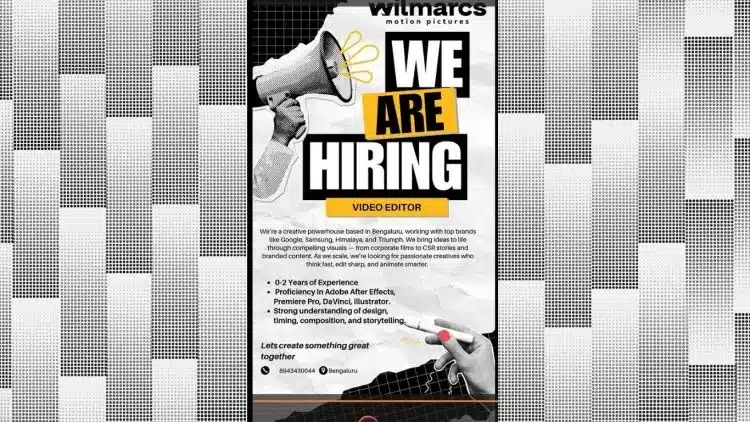 Witmarcs Motion Pictures Hiring Video Editor – Bengaluru Jobs
