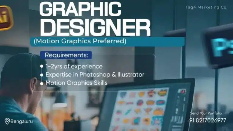 Tag4 Marketing Company Hiring Graphic Designer in Bengaluru