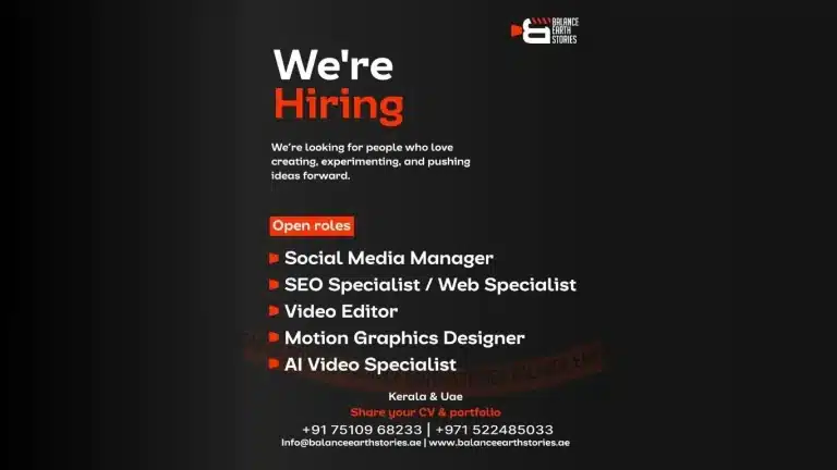 Video Editor, Motion Graphics & SEO Roles – Balance Earth Stories